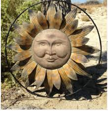 Large Metal Sun Wall Decor Round Rustic