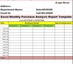 Excel Monthly Purchase Activity Report Template Free Report Templates