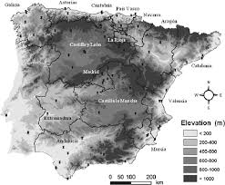 elevation map of mainland spain