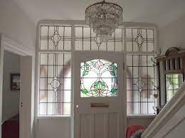 1930s Stained Glass Door Panel With