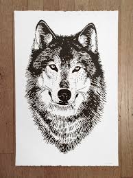 wolf art print wolf poster handprint
