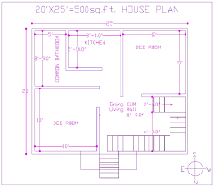 25 2bhk House Plan For 500 Sq Ft Area