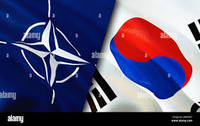 NATO and South Korea flags. 3D Waving flag design. South Korea NATO flag,  picture, wallpaper. NATO vs South Korea image,3D rendering. NATO South Korea  Stock Photo - Alamy