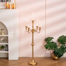5 arm gold floor stand candelabra for