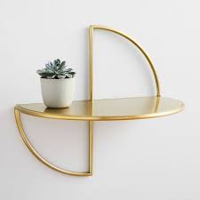 Mirrored Glass Gold Shelves Decor