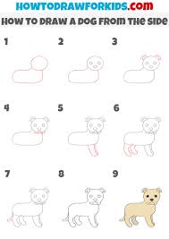 how to draw a standing dog easy