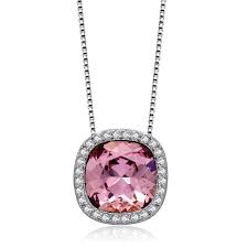 square pink swarovski crystal necklace