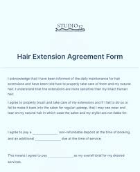 hair extension agreement form template
