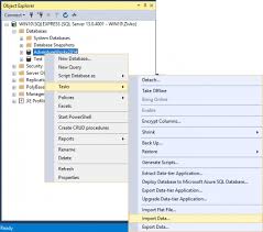 how to import export data to sql server