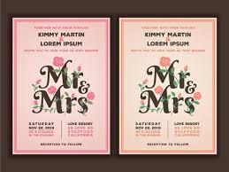 Mr And Mrs Title With Flower Wedding Invitations Template