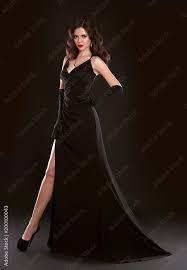 elegant lady in black dress fashion