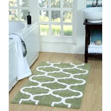 saffron fabs bath rug cotton non skid geometric machine washable 21 x 34 sage green white 21 x 34