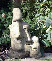Triple Easter Island Heads Stone Statue