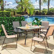 Costway 7 Piece Patio Dining Set With 6