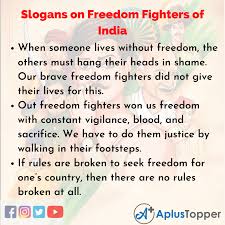 slogans on freedom fighters of india