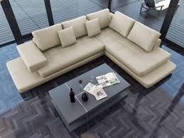 ultra modern cream leather sectional
