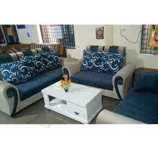 blue 5 seater living room sofa set at
