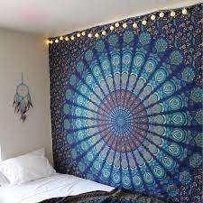 hippie mandala tapestry indian blue