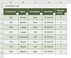 create inventory database in excel