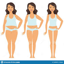 Female Weight Loss Transformation Stock Vector