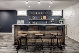 Rustic Basement Bar With An Industrial
