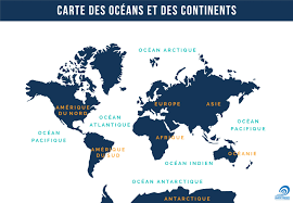Carte des océans et des continents | Surfrider Ocean Campus
