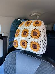 Sunflower Head Rest Cover Crochet