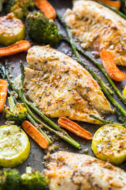 healthy sheet pan tilapia and veggies