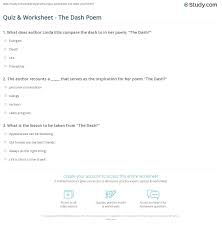 quiz worksheet the dash poem
