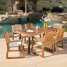 7 Piece Wood Outdoor Dining Set