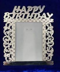happy birthday silver photo frame for