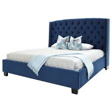 majestic ii blue queen platform bed