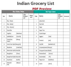 indian grocery items list 2023 pdf