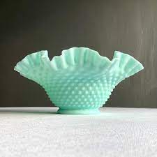Milk Glass Bowl Fenton Hobnail 1950s