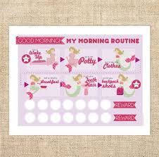Printable Morning Night Time Routine Chart Potty Training For Girls Toddlers Kids Pdf Instant Download