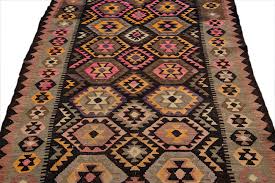 kilim handmade brown wool runner one