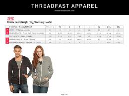 Size Chart Threadfast