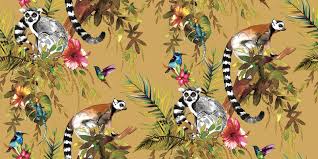 lemur by albany ochre wallpaper