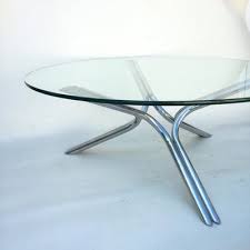 Round Glass Coffee Table France 1970s