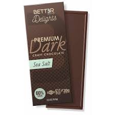 120 calories, 4 g fiber, 2 g fat, 0 g saturated fat, and 24 g carbohydrates. Better Keto Snacks 60 Dark Chocolate Bars With Sea Salt Sugar Gluten Free