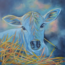 Cow Painting Animal Original Art Baby