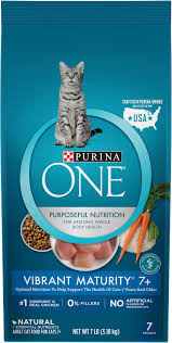 Purina One Vibrant Maturity 7 Adult Dry Cat Food 7 Lb Bag