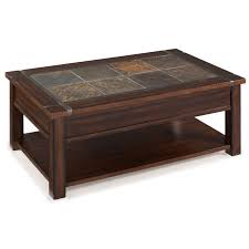 cherry brown coffee table with slate