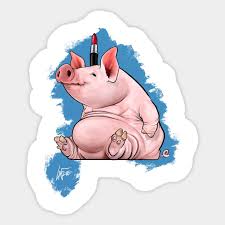lipstick on a pig pig sticker