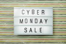 Cyber Monday Sale Word In Light Box With Space Copy Flat Lay