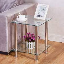 goldfan glass bedside tables 2 tier