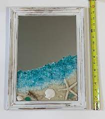 Beach Scene On Mirror Sea Glass Art