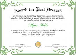 Best Dressed Award Certificate Colorful Kiddo Shelter