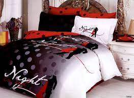 Red And Black Bedding White Bed Set