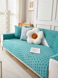 1pc Solid Color Plush Quilted Thickened